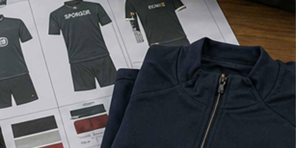 Close-up of UK GAA teamwear quote preparation with youth and senior size run, sponsor notes, embroidery thread, quarter zip, socks, and bag tag