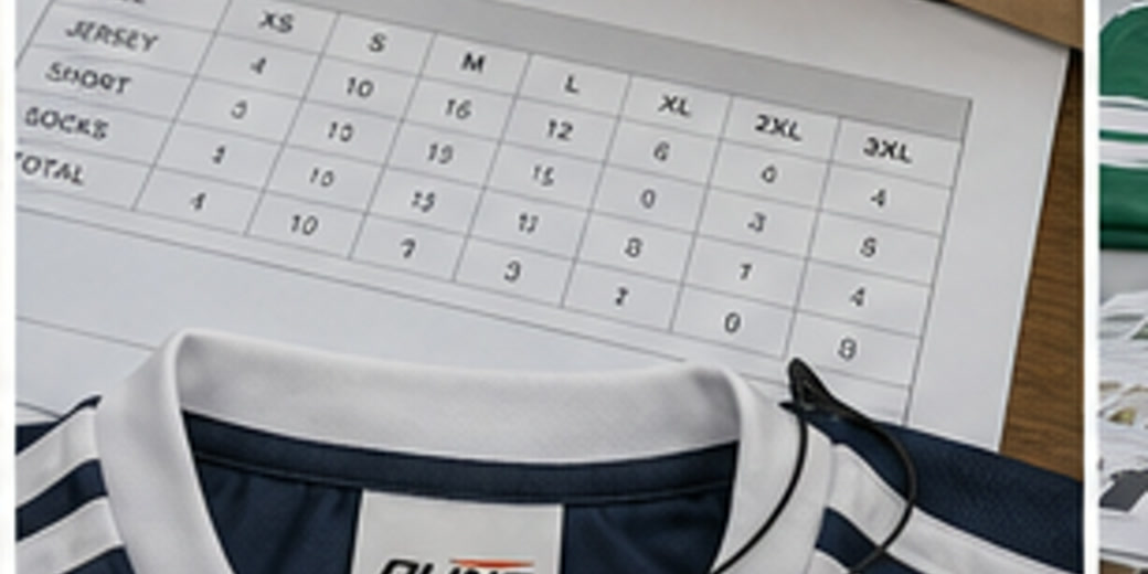 Close-up of an Olinc Sports USA Gaelic gear quote plan with size-run notes, jersey panels, sliotars, and carton labels