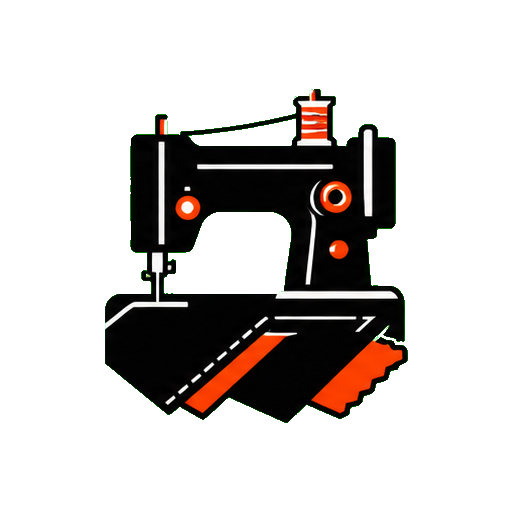 Bulk production icon with sewing machine and fabric panels