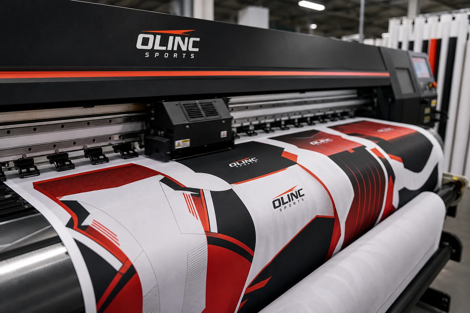 Sublimation textile printer producing club jersey panels with vivid team graphics