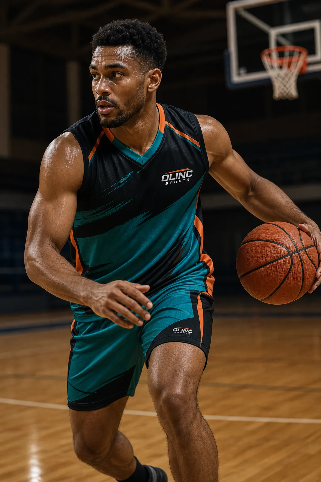 Basketball player wearing Olinc Sports kit