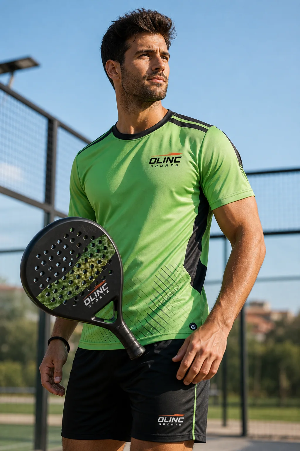 Padel player wearing Olinc Sports kit