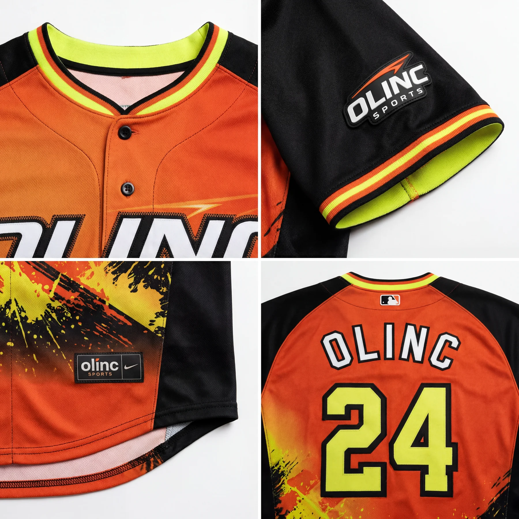 Olinc Sports 280 GSM Pro-Cut Baseball Jersey product view 4 for Baseball custom manufacturing