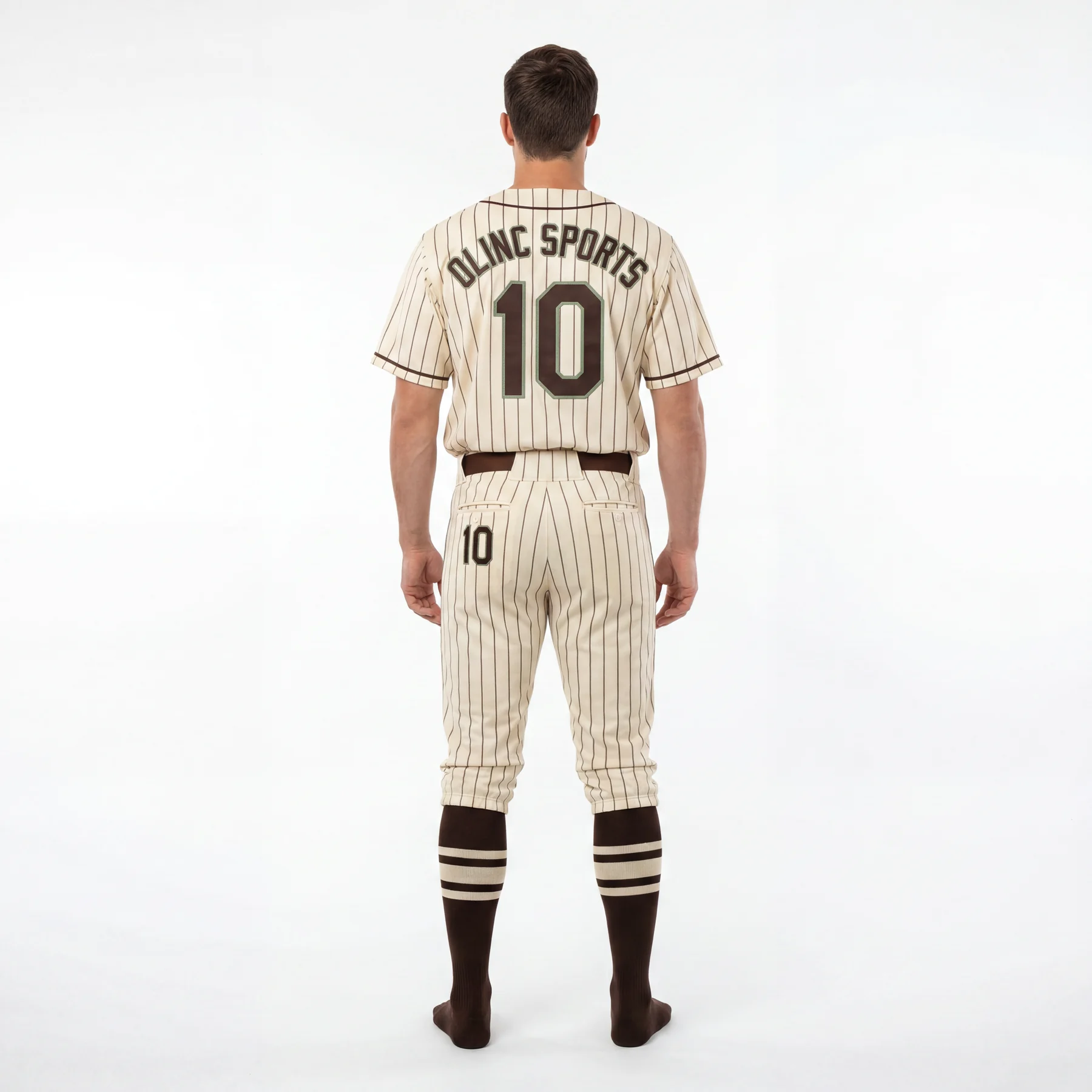 Olinc Sports Heritage Pinstripe Baseball Jersey product view 2 for Baseball custom manufacturing
