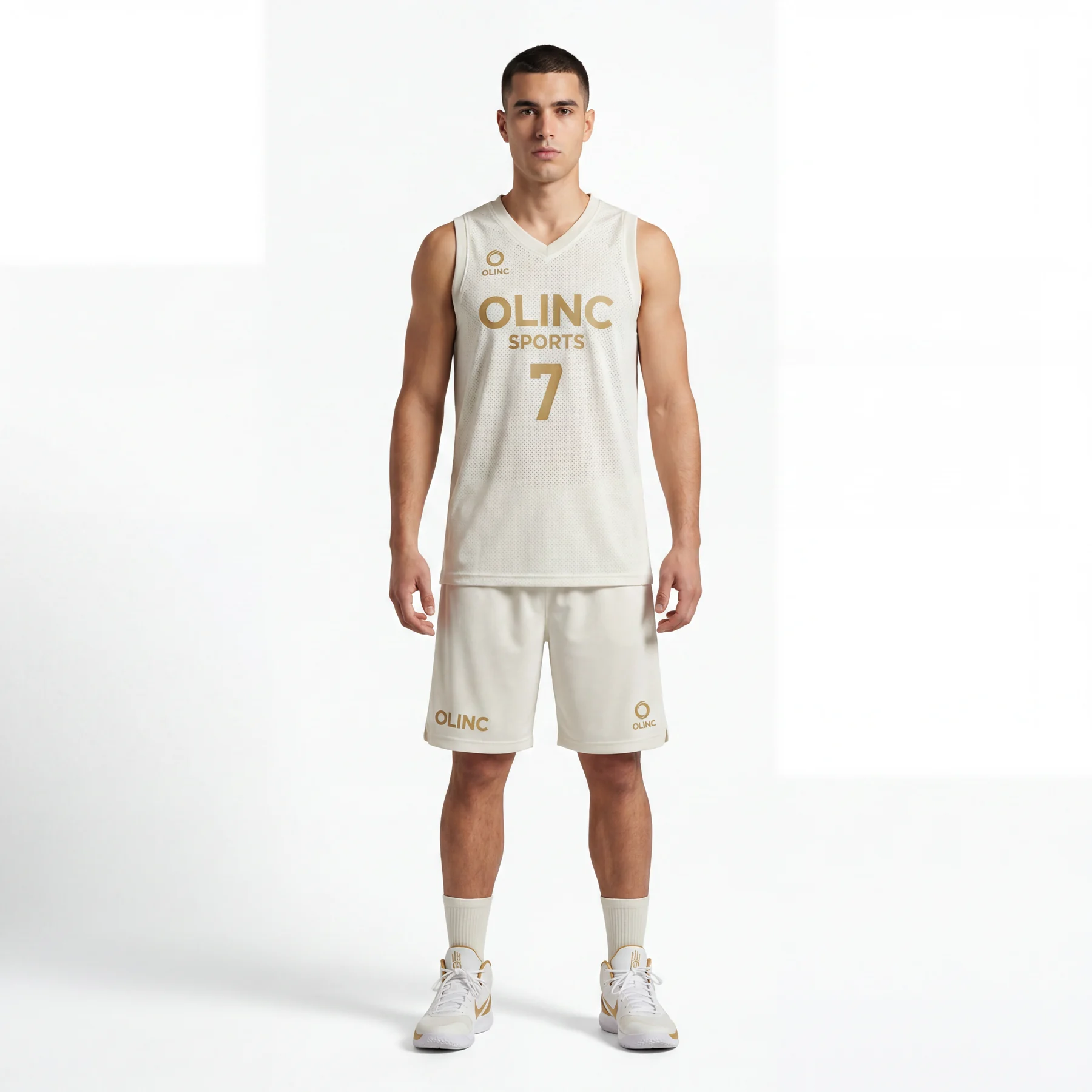Olinc Sports V-Neck Basketball Jersey And Shorts Set product view 1 for Basketball custom manufacturing