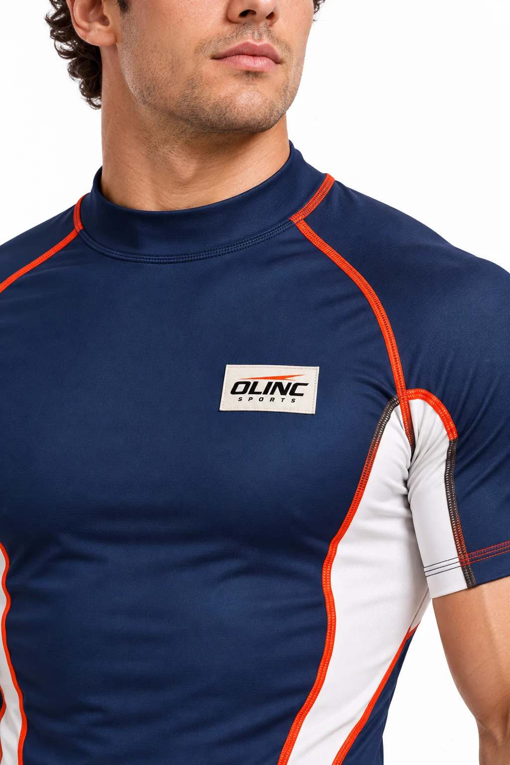 Wrestling Matline Two-Piece Set zoom design visualization showing deep indigo base, chalk side inserts and vermilion seam accents