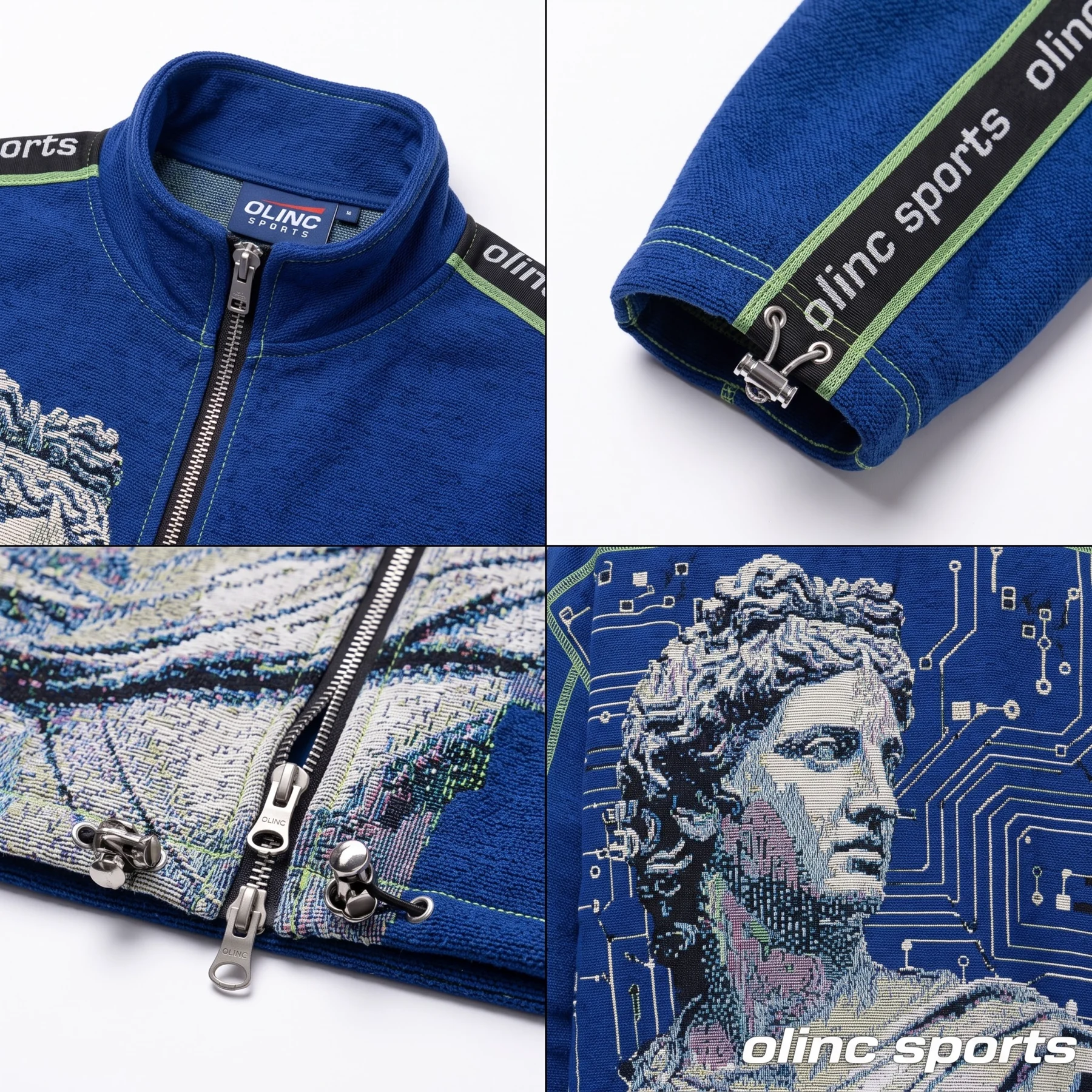 Olinc Sports 550 GSM Tapestry Jacquard Tracksuit product view 4 for custom manufacturing