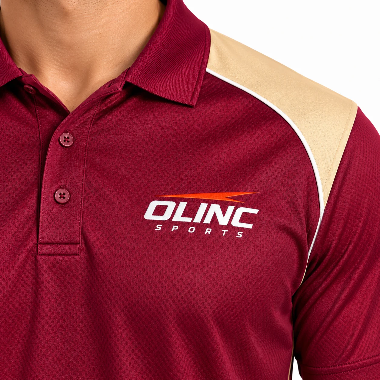 Cricket Boundary T20 Kit zoom design view showing maroon shirt, champagne shoulder accents and charcoal trousers