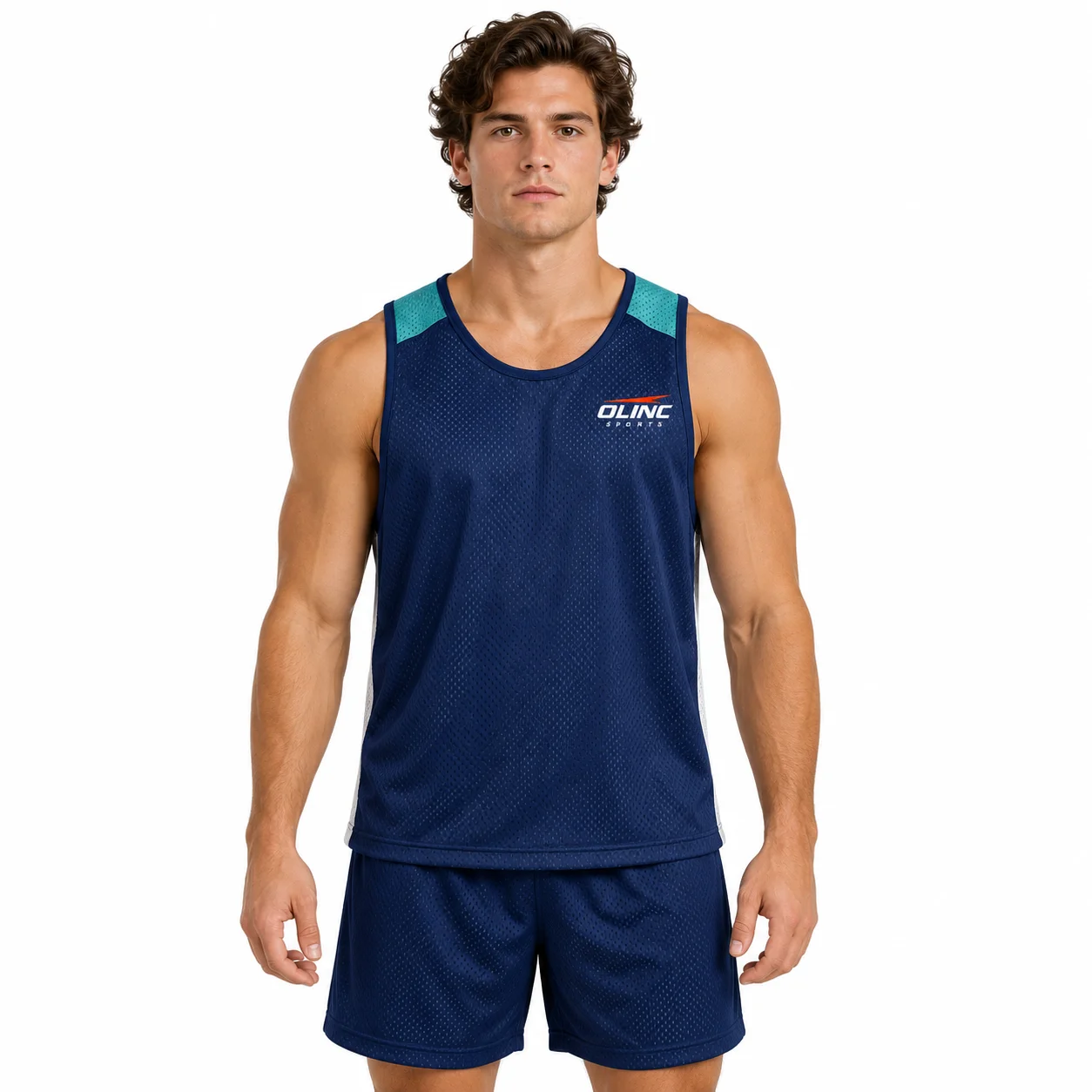 Lacrosse Switchback Reversible Jersey front design view showing navy face and white reverse with teal shoulder identifiers