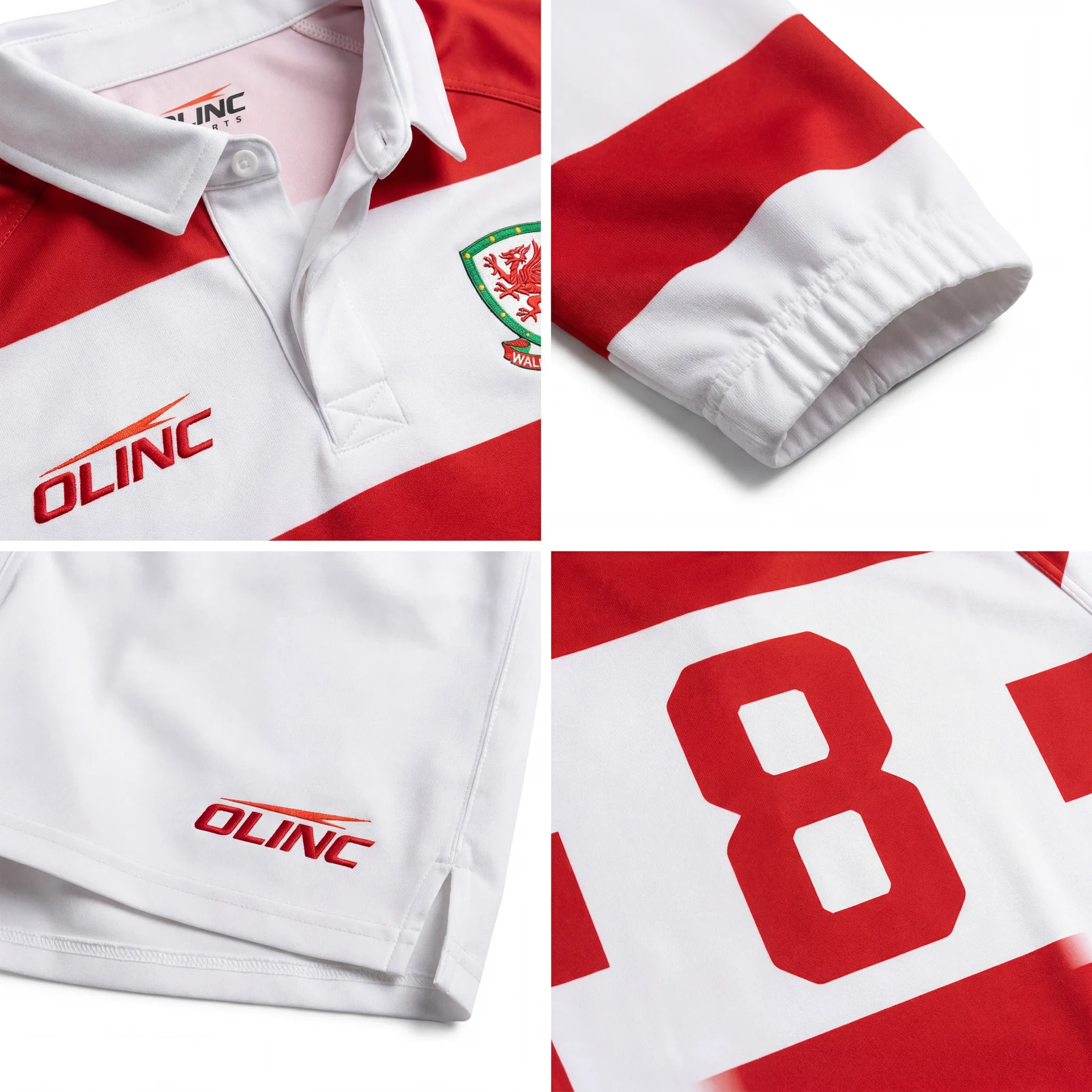Olinc Sports Hooped Cotton Rugby Match Jersey product view 4 for Rugby custom manufacturing