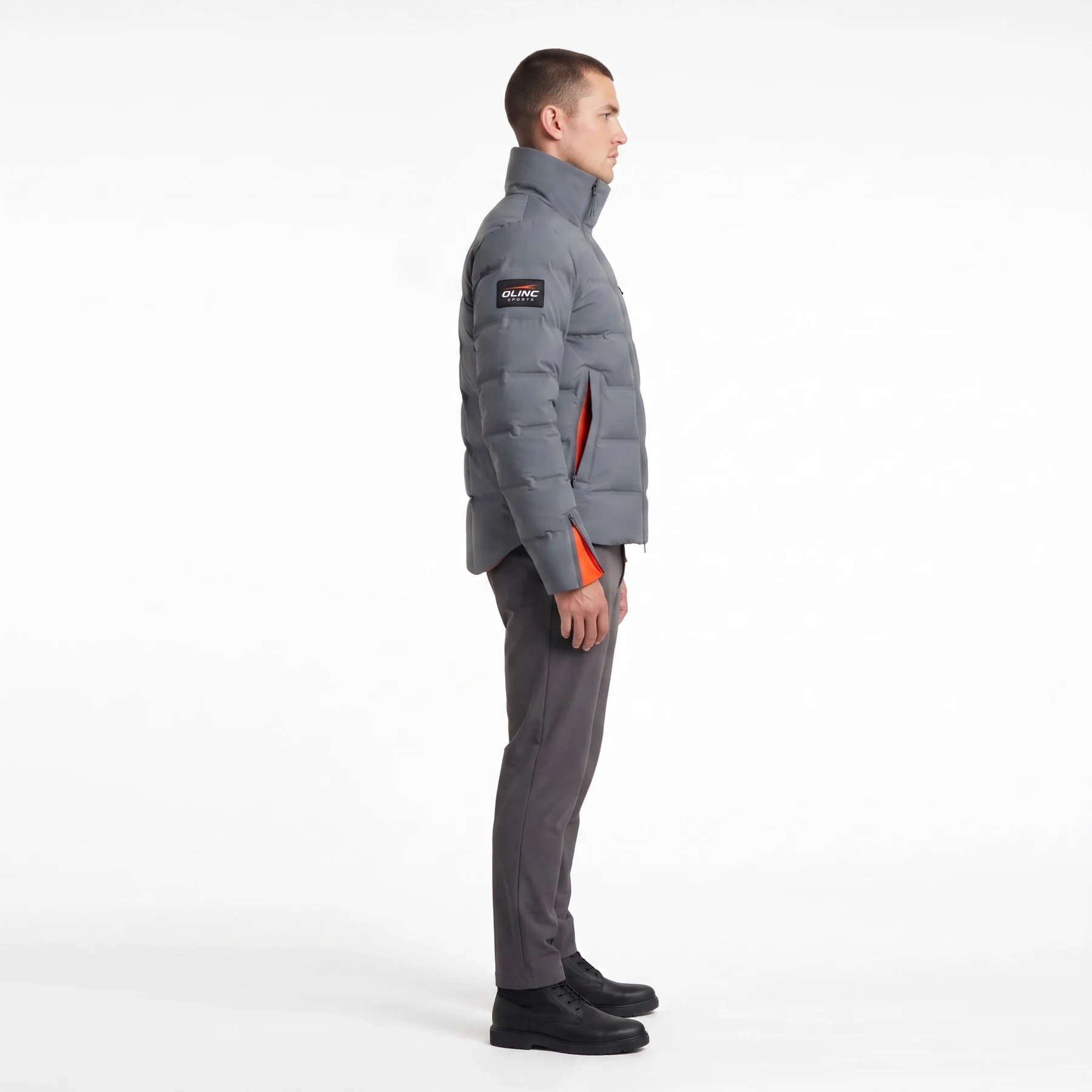 Olinc Sports 280 GSM Thermal-Bonded Dual-Zip Puffer Jacket product view 3 for custom manufacturing