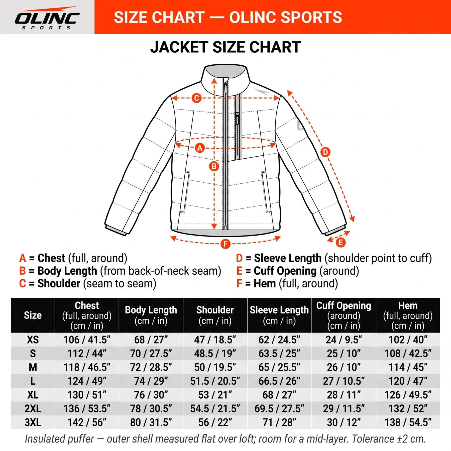 Olinc Sports 280 GSM Thermal-Bonded Dual-Zip Puffer Jacket product view 6 for custom manufacturing